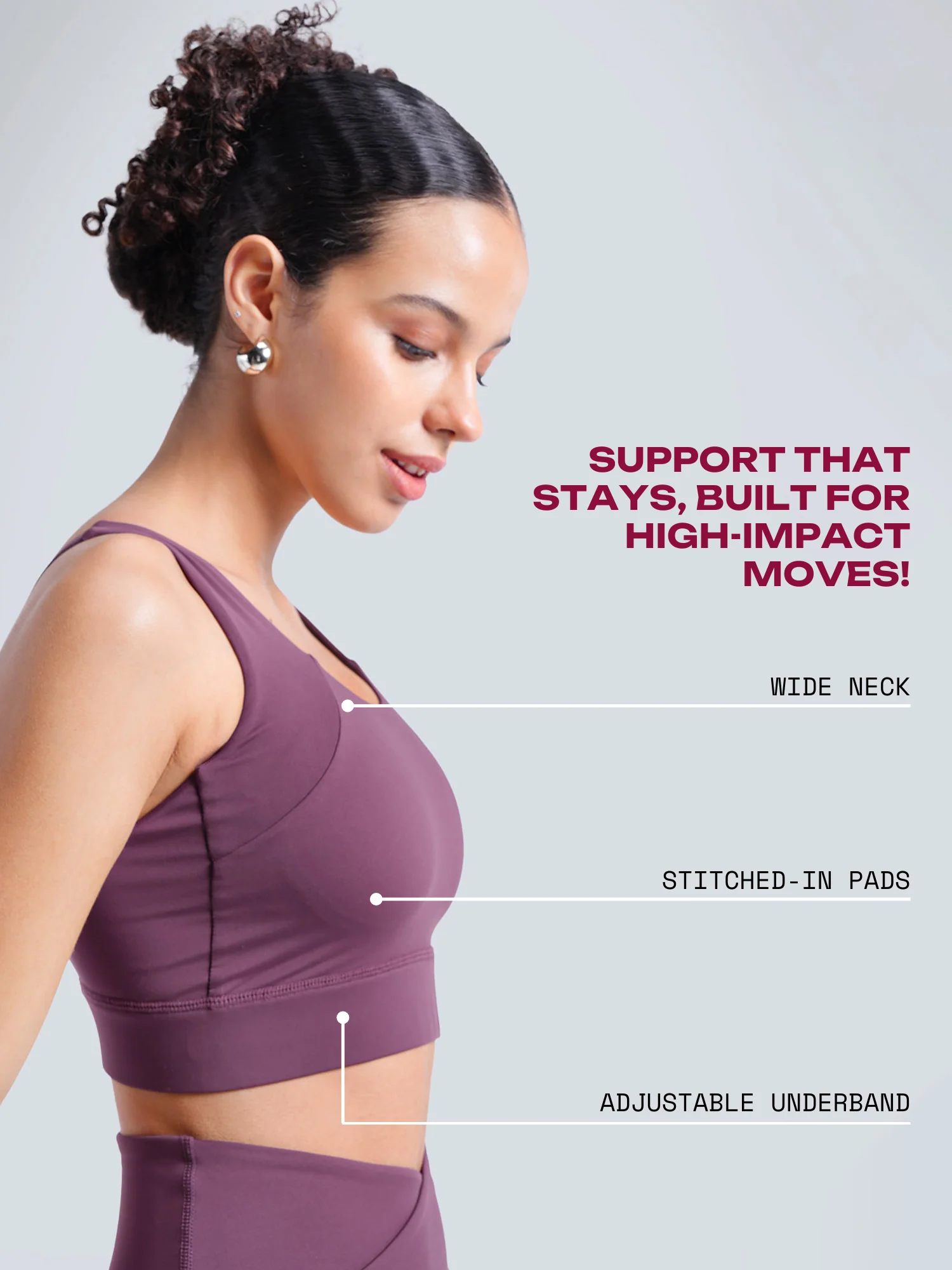Wine High Impact Sports Bra - Image 3