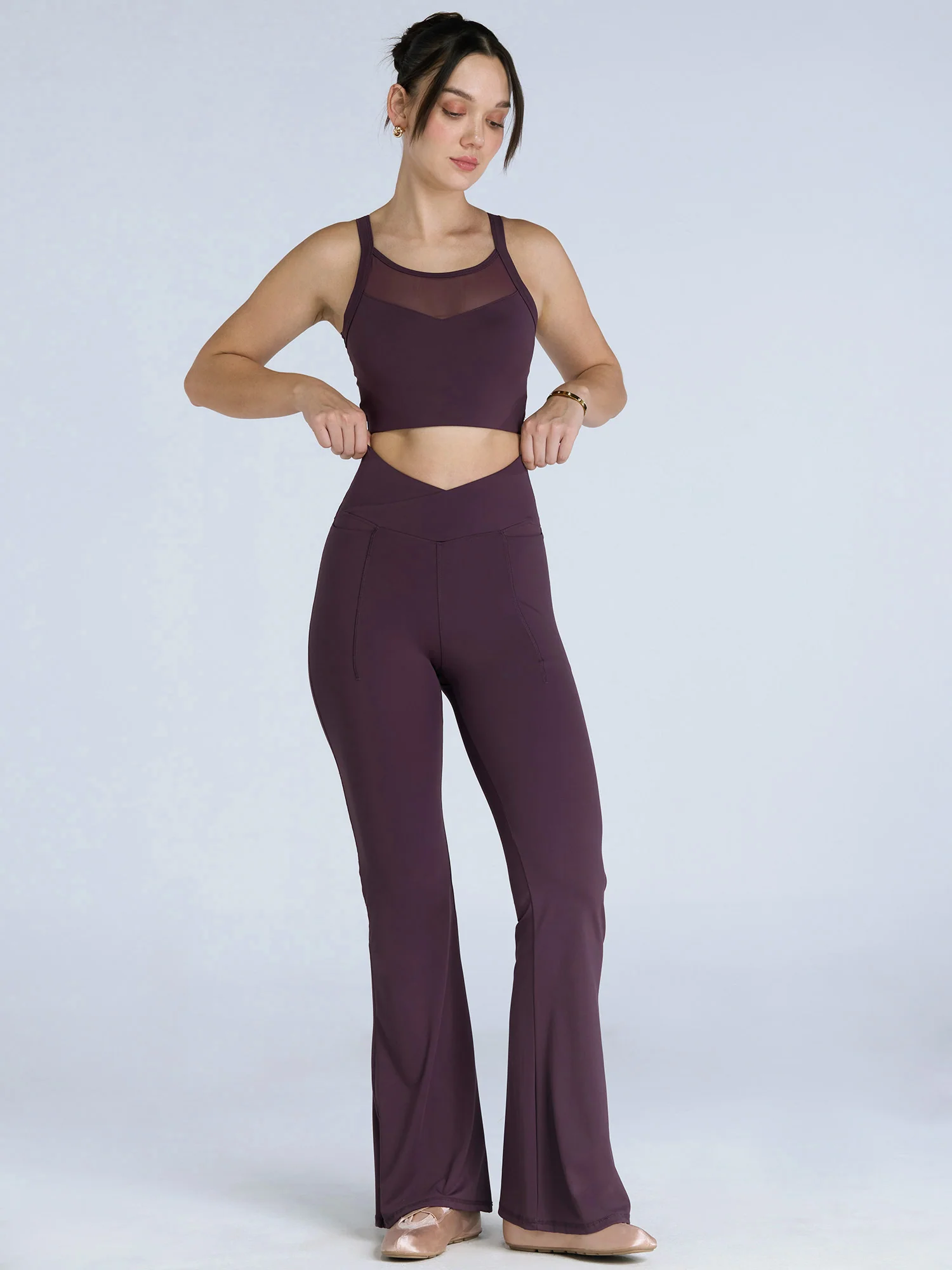 Wine Hourglass Flared Leggings - Image 16