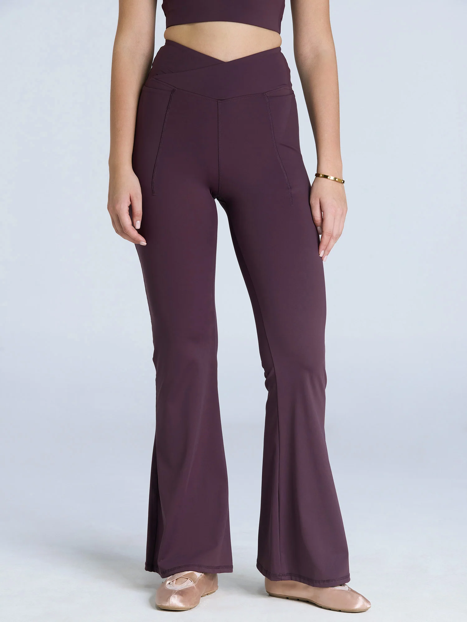 Wine Hourglass Flared Leggings - Image 19