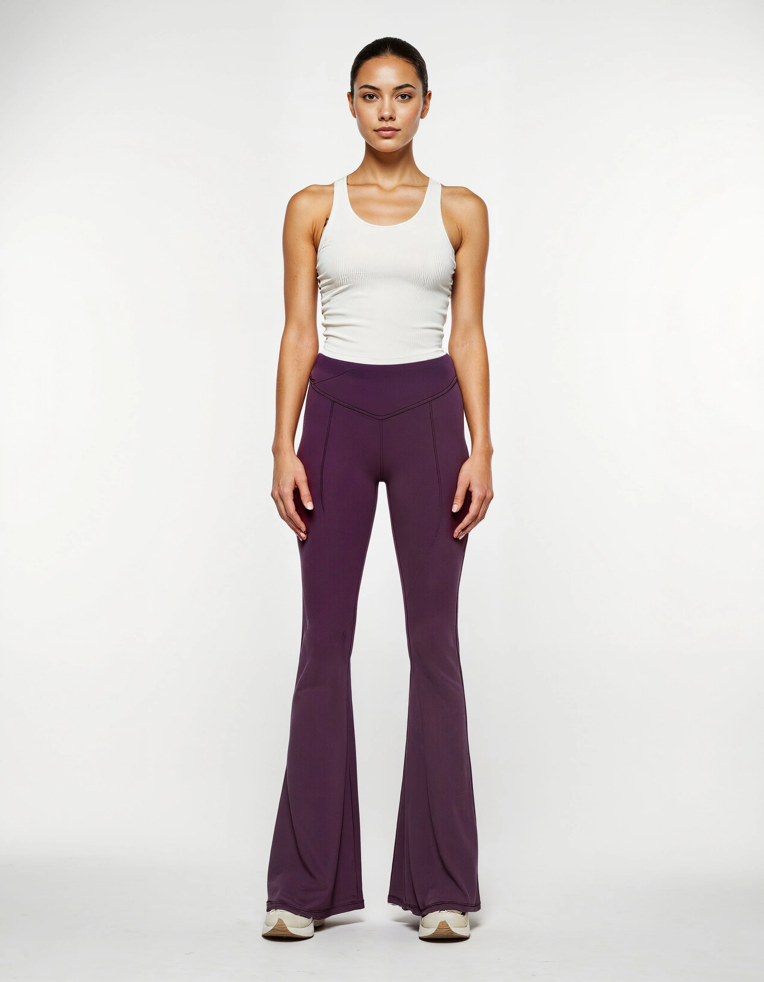 Wine Hourglass Flared Leggings - Image 22