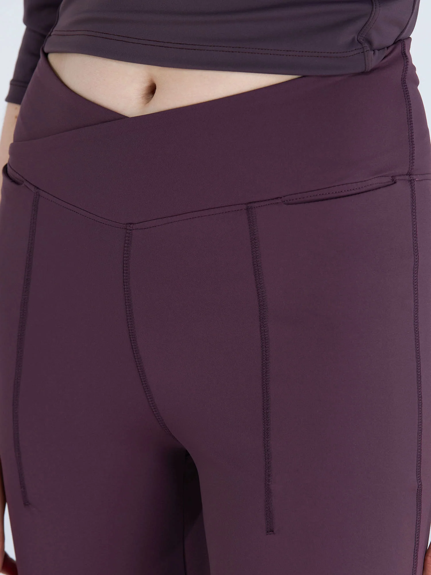 Wine Hourglass Flared Leggings - Image 30