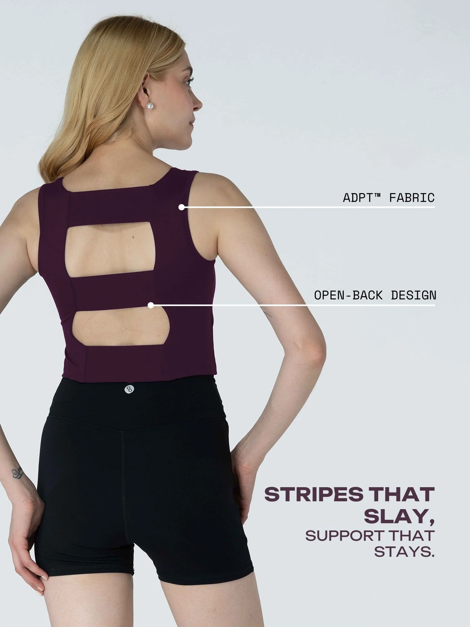 Wine Striped Back Crop Tank - Image 3