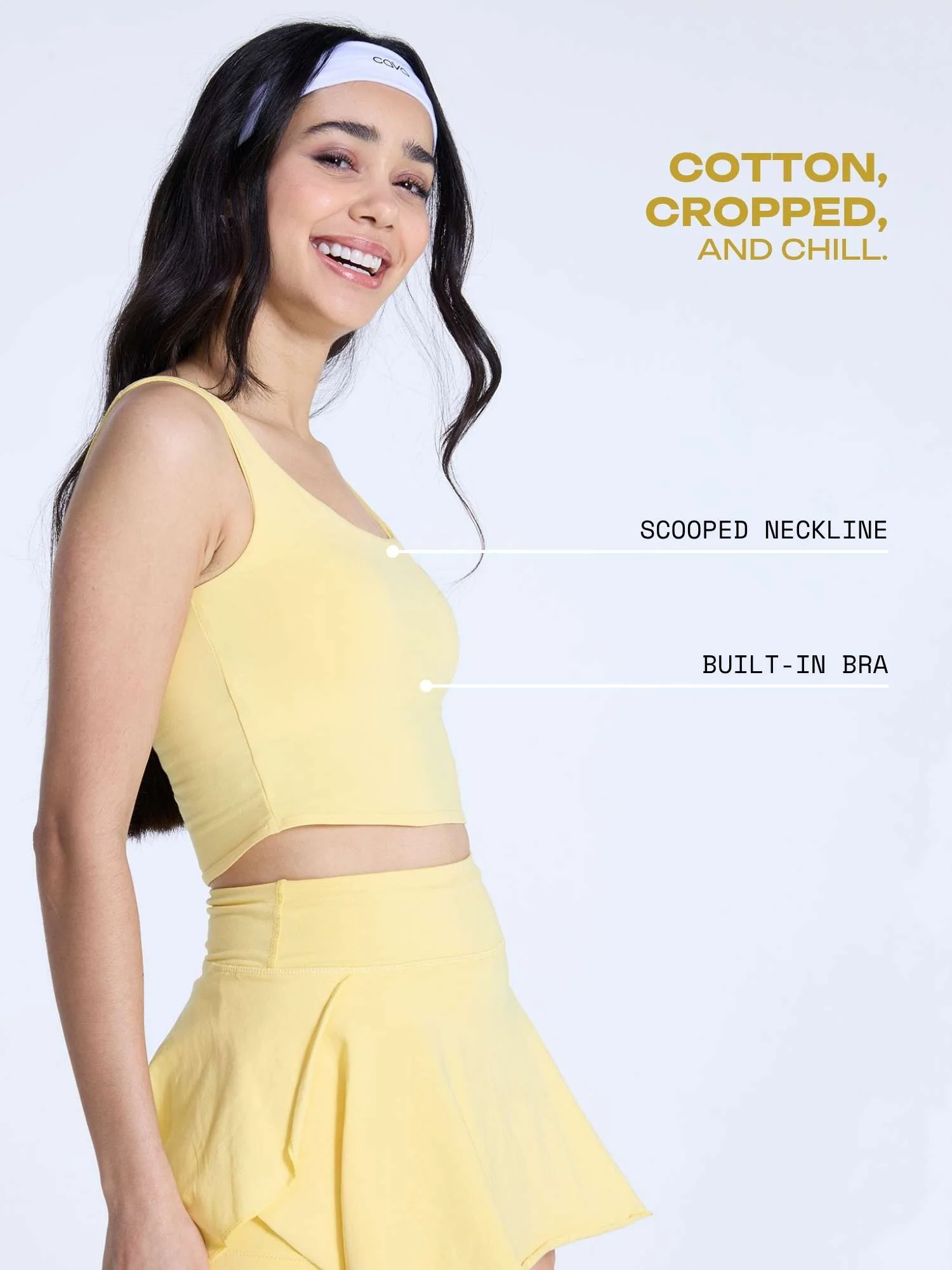 Yellow Cotton Scoop Tank - Image 3
