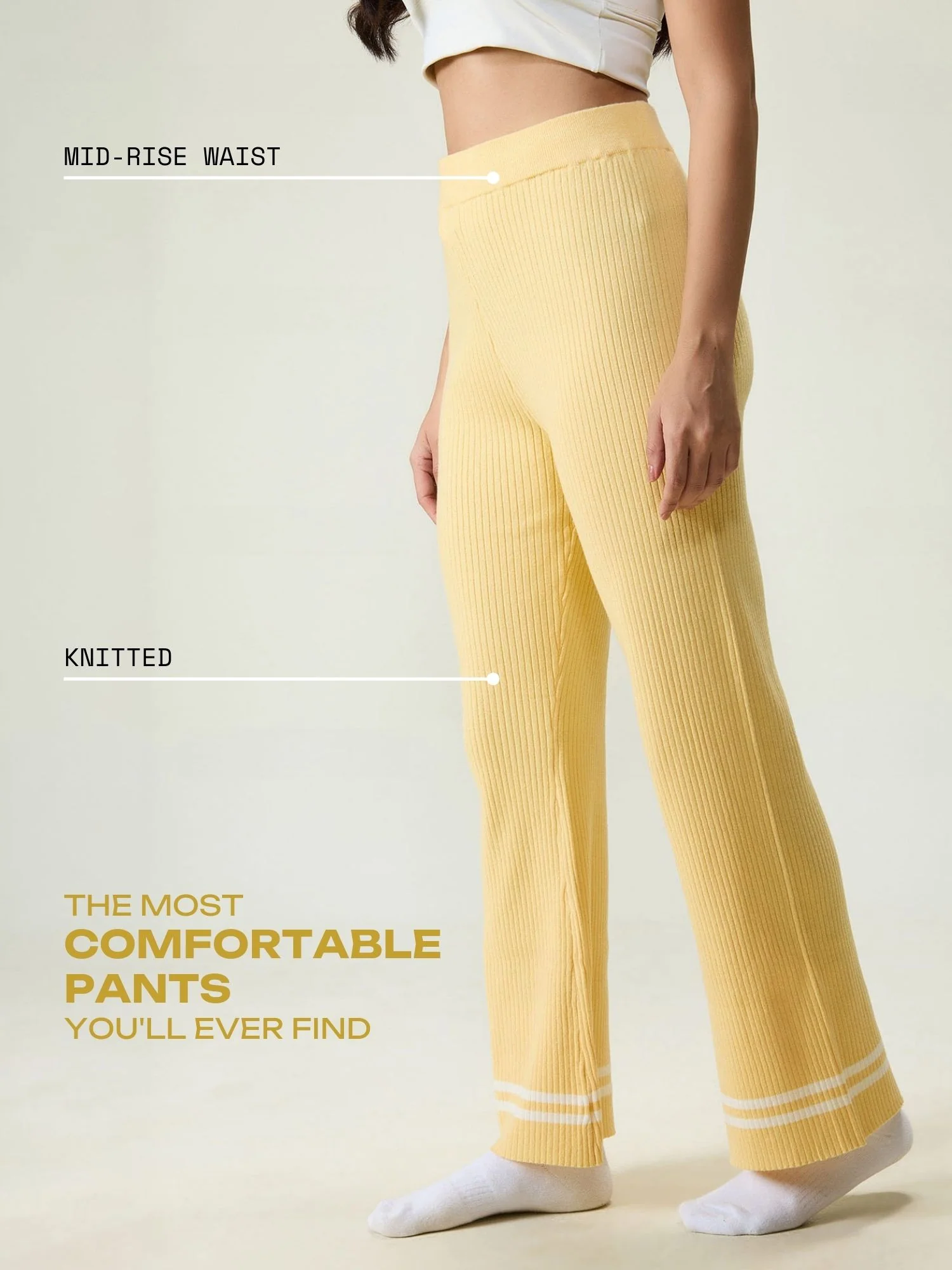 Yellow Rib-knit Trousers - Image 3